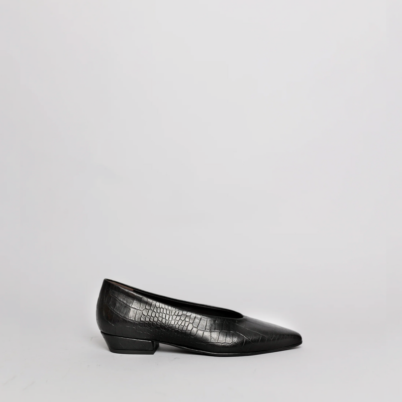 The Bridget Black Croc-Embossed Leather