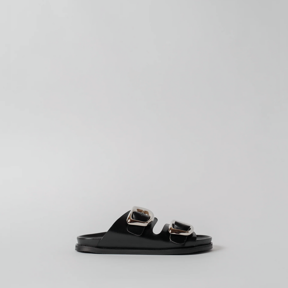 THE PERNILLE BLACK LEATHER SILVER BUCKLE