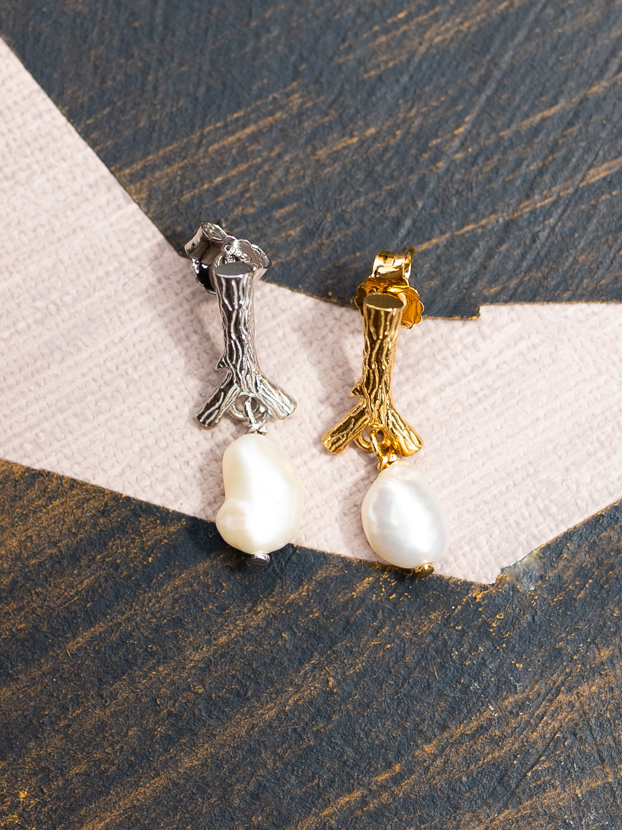 Blankens Stick and Pearl Silver Earring