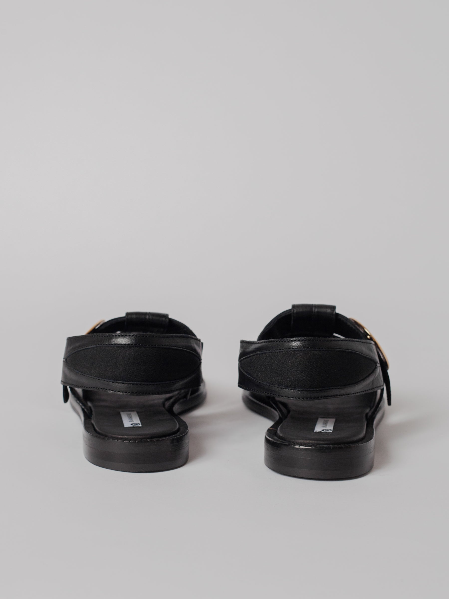 Blankens The Palermo black leather sandal with gold buckle