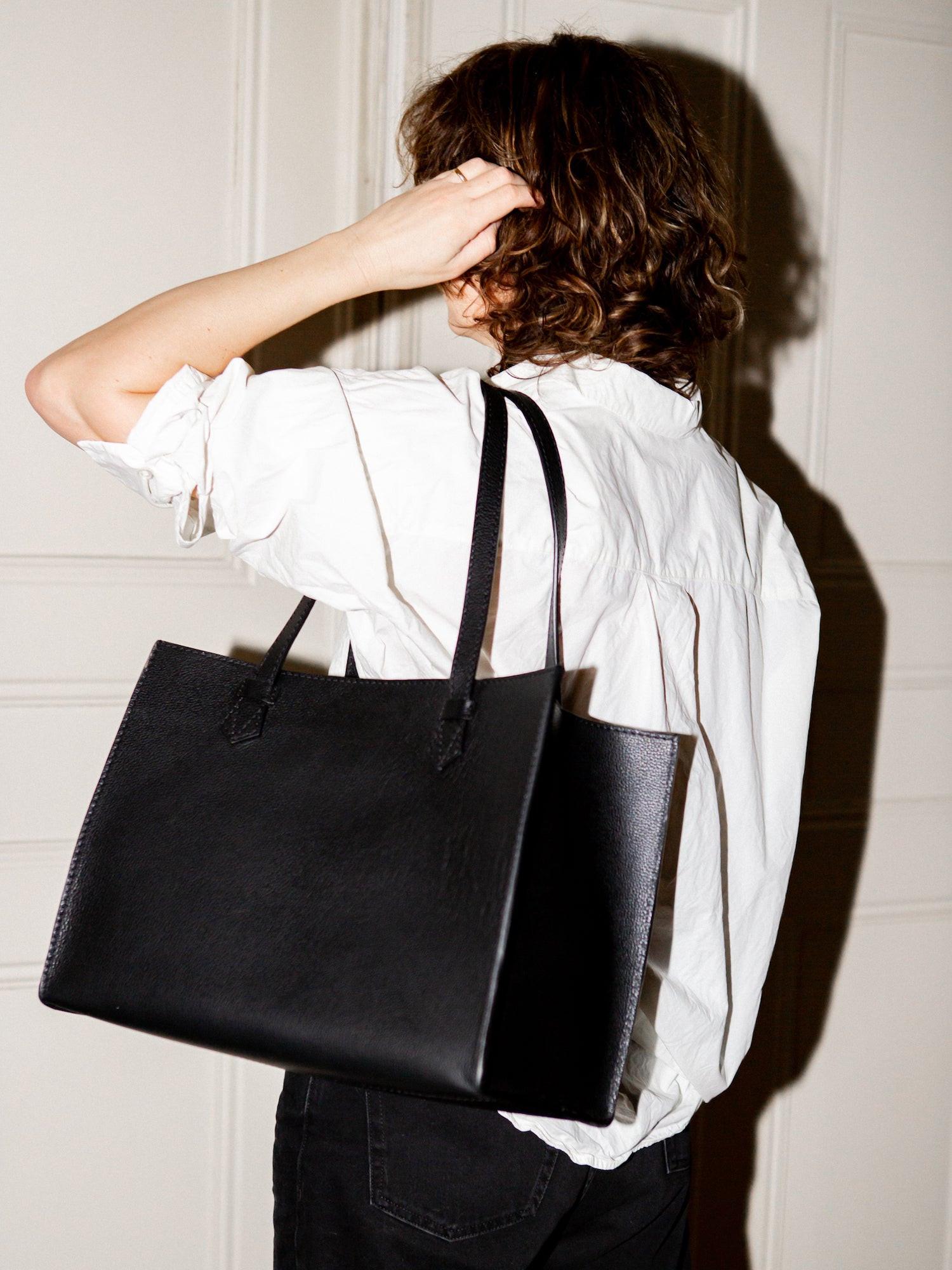 Blankens The Martha Terracotta Lining leather bag in black with terracotta lining